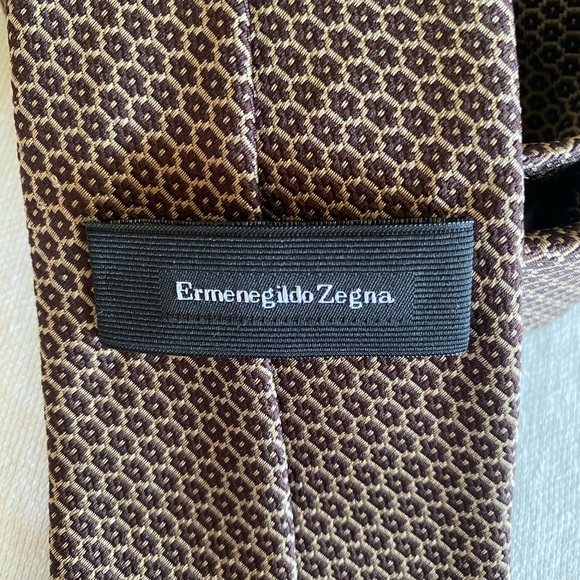 Ermenegildo Zegna Geometric Pattern Silk Tie Made In Italy Quiet Luxury Career - Picture 5 of 6
